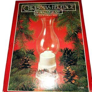 Pfaltzgraff Christmas Heritage Table Lite Hurricane Lamp 10.5” NIB